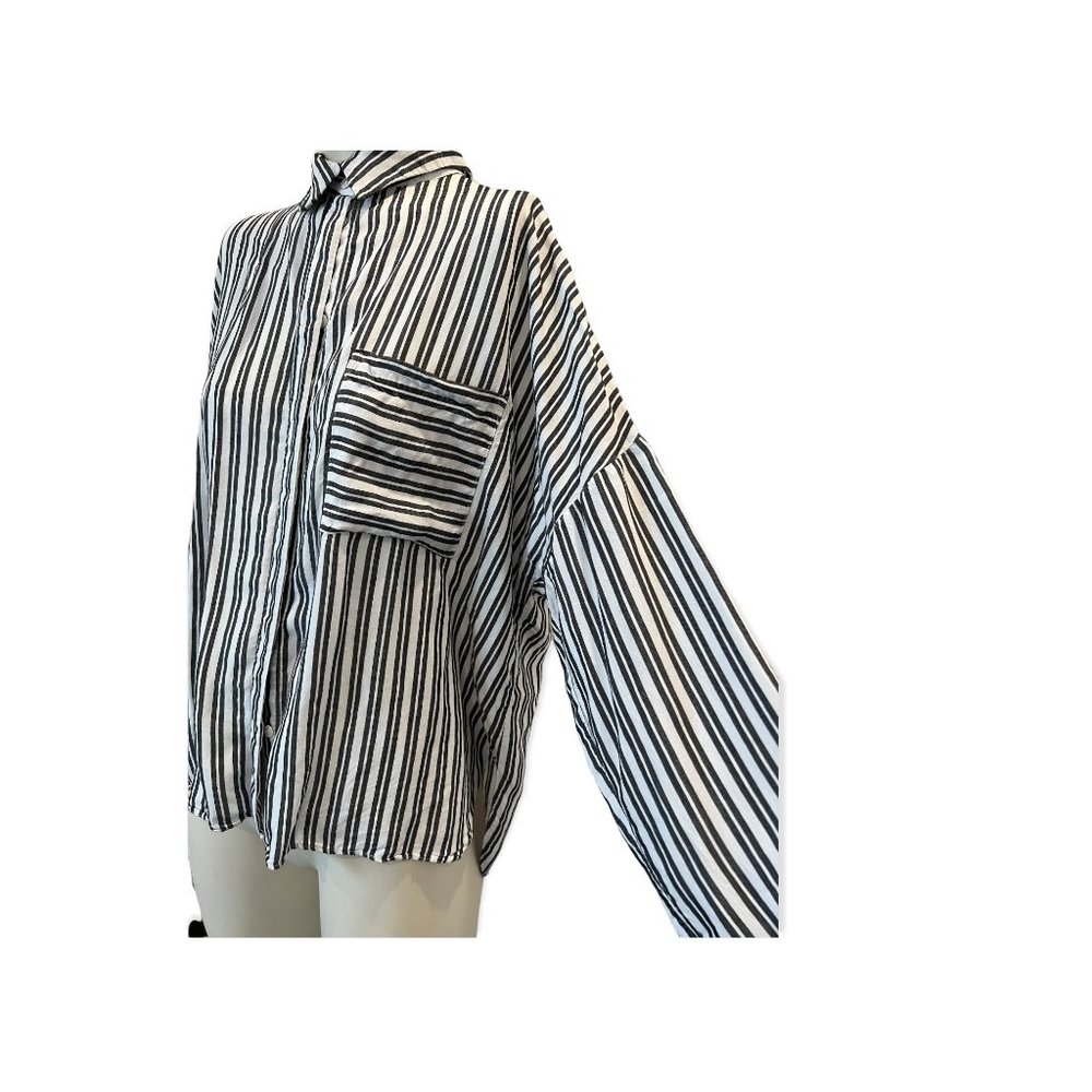 Striped Flowy Button up Blouse